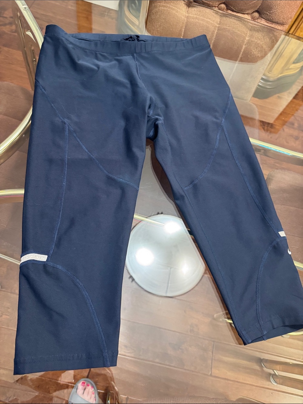 Nike Navy Dry-Fit Capri Workout Leggings with Reflective Accent